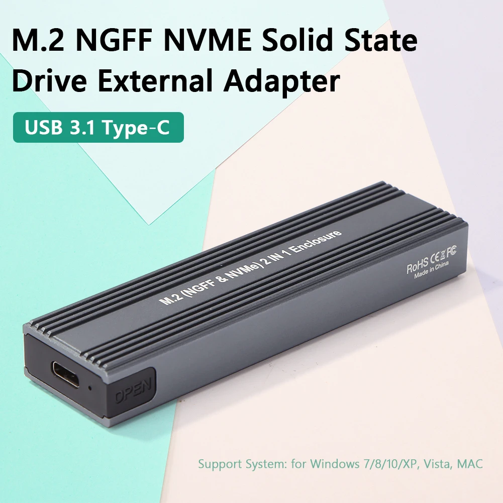 to USB SSD Case, Dual Protocol NVME PCIe NGFF SATA M2