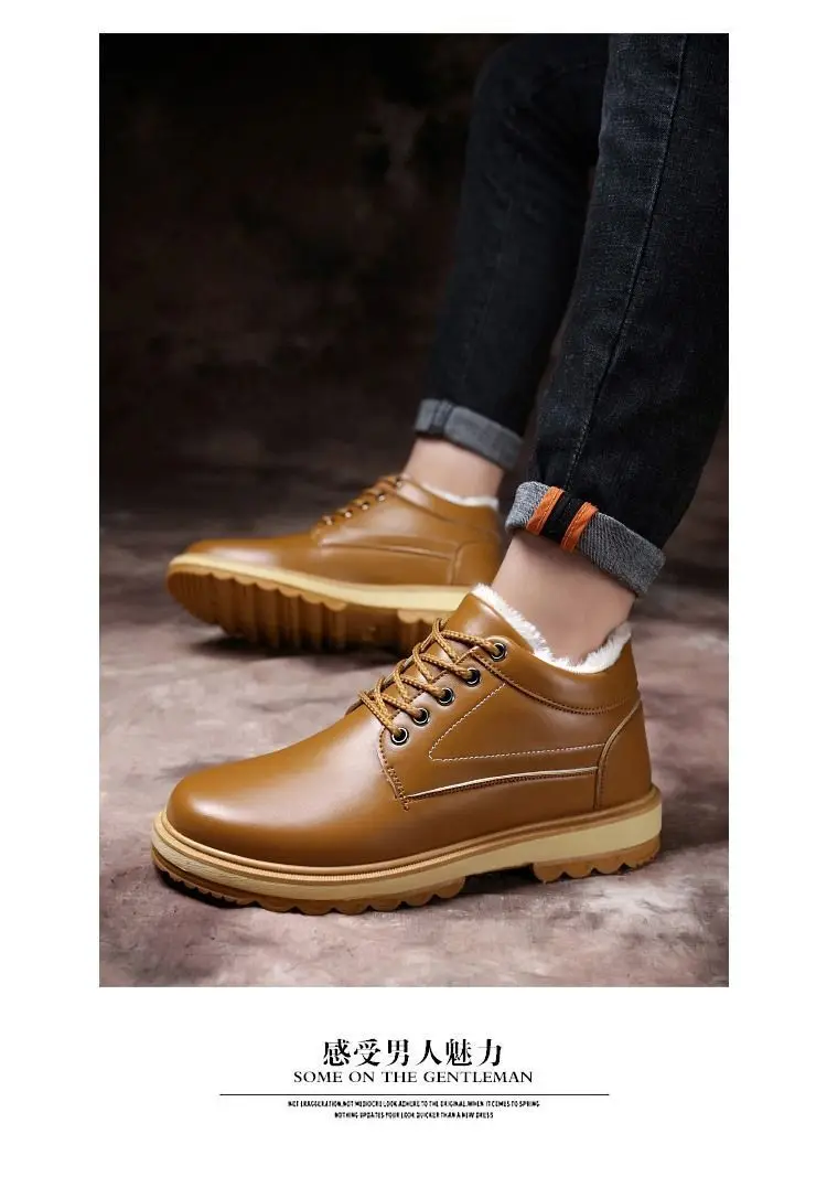 Winter Leather Men's Boots Thick Leather Warm Ankle Boots Work 2021 New Men's Shoes Waterproof Snow Boots Extra Large