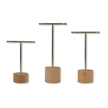 

Metal Wooden Earrings Holder T Shape Dangle Earrings Display Stand Rack Jewelry Display Earrings Organizer Rack Showcase Gold