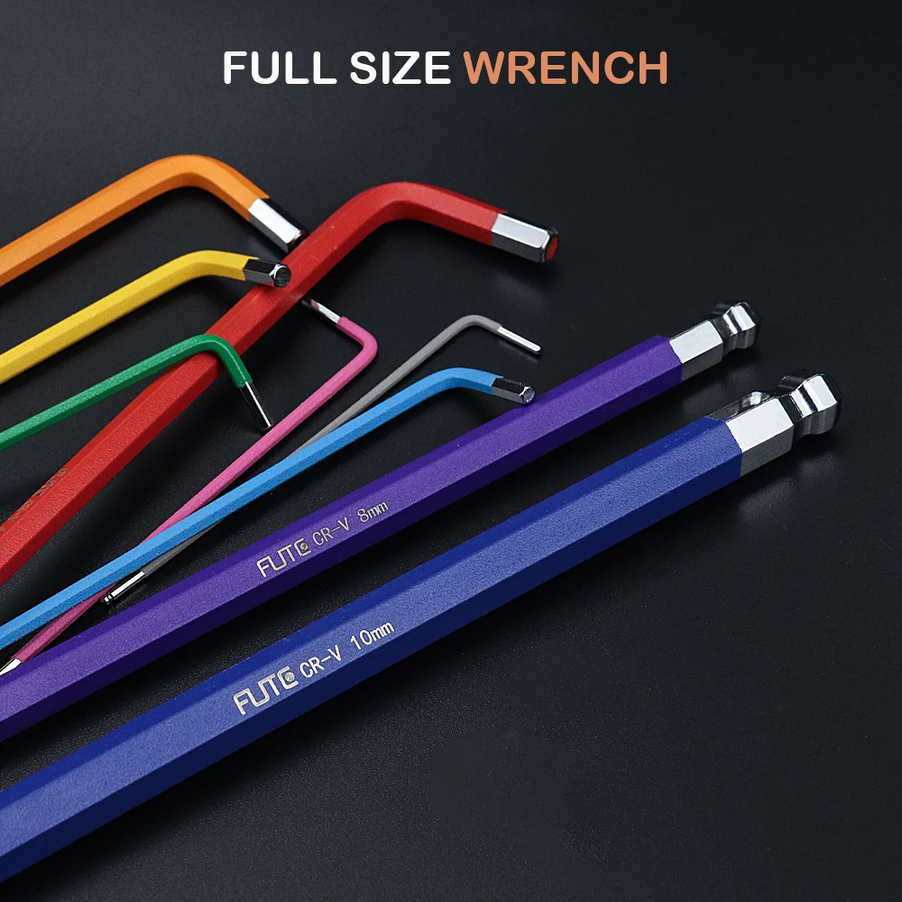 Hex Key Set 9PCS Metric Allen Key Set 1.5-10MM Anti-Slip Long Ball End Hex Wrench Set Spanner for Vehicle Bicycle Repairs 5