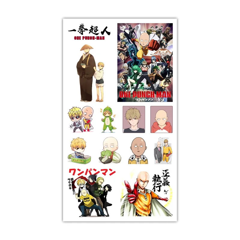 

1pc ONE PUNCH-MAN Tattoo Sticker Anime Stiker Water Transfer Temporary Children Tattoos Paper For Kids Body Arm