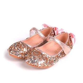 

New arrival Children Flats Fashion Rhinestone Bowtie Girls Princess shoes soft Comfortable Loafers Kids Performance shoes 07A
