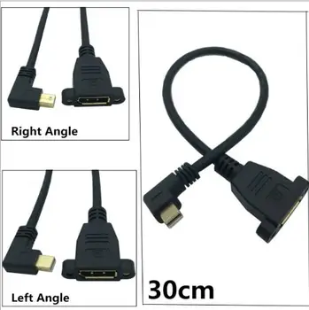 

Gold mini DisplayPort Male 90° angle to DisplayPort Female panel mount Extension Cable Lockable HD patch cord display