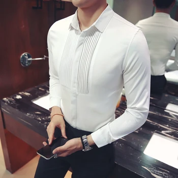 

High Quality Solid Shirt Men Fashion 2020 Spring New Wedding Groomsman Shirts Dress Slim Fit Long Sleeve Women Shirts Blouse 5XL