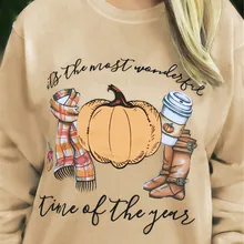 Толстовки для Хэллоуина, топ с тыквой для женщин, худи с буквенным принтом, толстовки цвета хаки, осенние пуловеры, одежда для Хэллоуина, женские топы