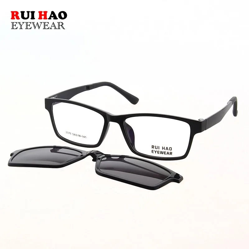 

Rectangle Optical Eyeglasses Frame And Magnetic Clip on Sunglasses Spectacles Glasses Frame Prescription Glasses 2076