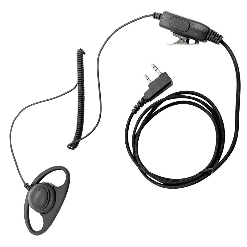 Radio Earpiece with Mic, 2 Pin D-Type Walkie Talkie, for Baofeng 888S, UV-5R, UV-82, Retevis H-777, RT21, RT22 walkie talkie headset with ptt mic 2 pin in ear earpiece bf 888s uv 5ra uv 5r bf 777 h 777 rt21 3 5mm 2 5mm