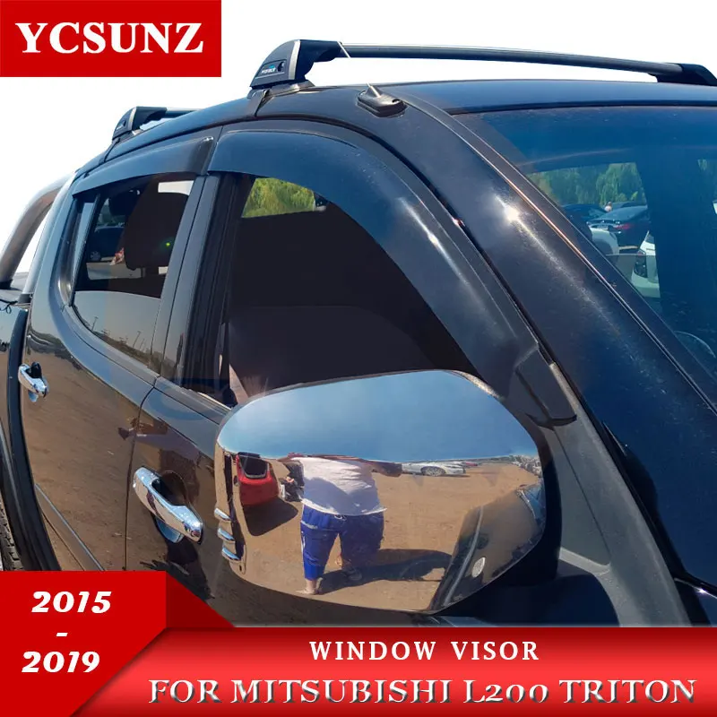 2019 оконные дефлекторы для Mitsubishi L200 2016 2017 2018 Ram l200 Strada strрак варвар черный