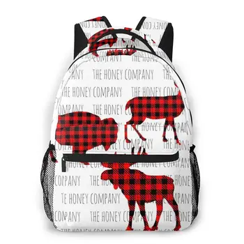 

Backpack Casual Travel Bag Buffalo Plaid Animal Moose School Bag Fashion Shoulder Bag For Teenage Girl Bagpack