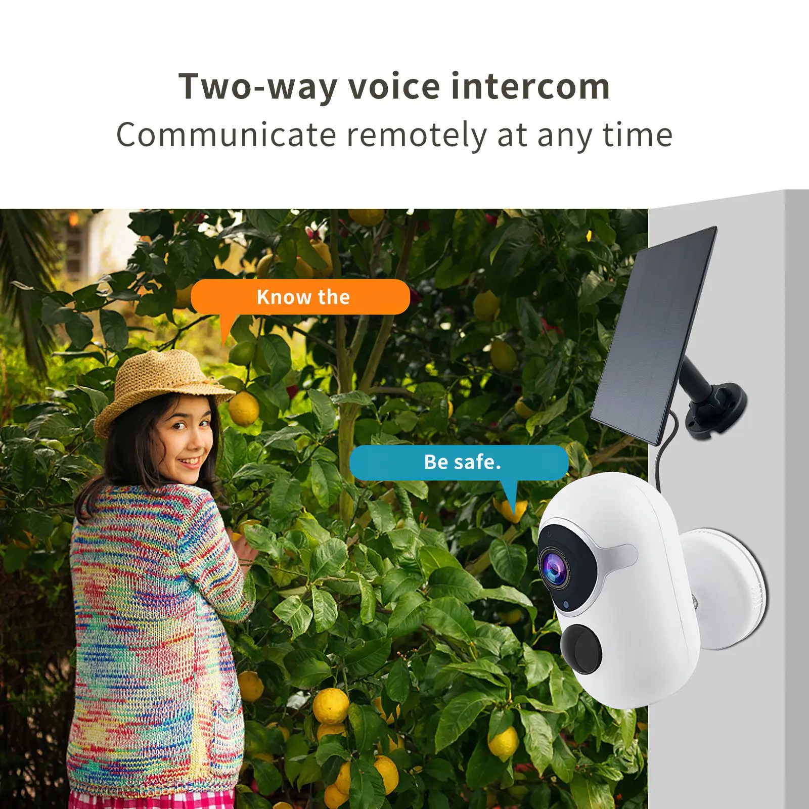 Outdoor Home Remote Monitoring Camera IP65 Waterproof 1080P Solar
