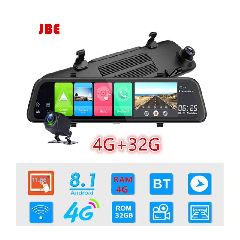 4G Dash Cam 12 Inch Car Rearview Mirror ADAS Android 8.1 FHD Auto Recorder GPS Navigation Dash Camera Rear View Mirror Car DVR