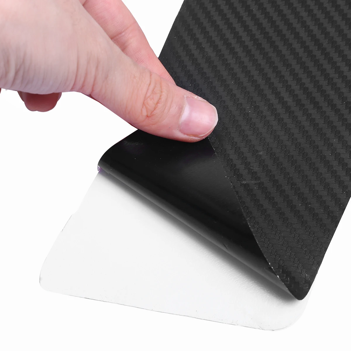 3D Black Carbon Fiber Style Trunk Sill Plate Sticker Car Rear Door Step Decoration Cover Decal With Scraper