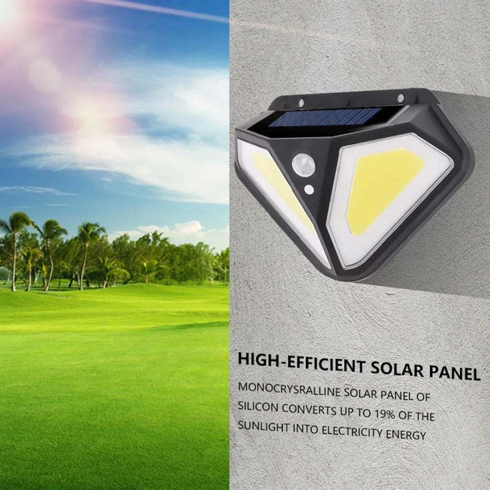 100 светодиодный солнечный свет встроенный аккумулятор наружная лампа