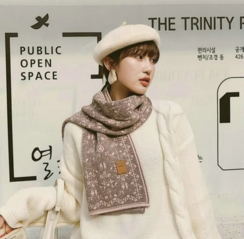 

Christmas gift Korean autumn and winter retro style all kinds of warm knitting scarf thickened student couple winter short scarf