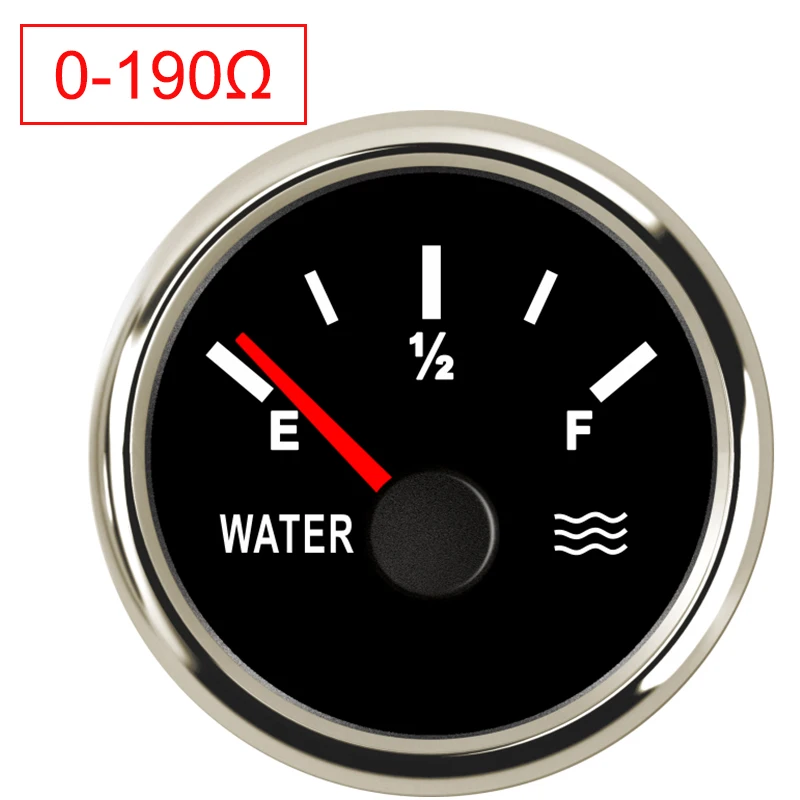52 мм Датчик уровня воды 0-190ohm 240-33ohm из нержавеющей стали для лодки, Индикатор уровня воды, инструмент, Белый Черный инструмент - Цвет: BS-0-190 ohm