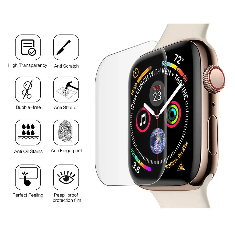 Полная защитная пленка для Apple watch 5, 4, Защитная пленка для экрана, 3D Чехол, 42 мм, 44 мм, 40 мм, 38 мм, iwatch 3, 2, 1, мягкая пленка, не закаленное стекло