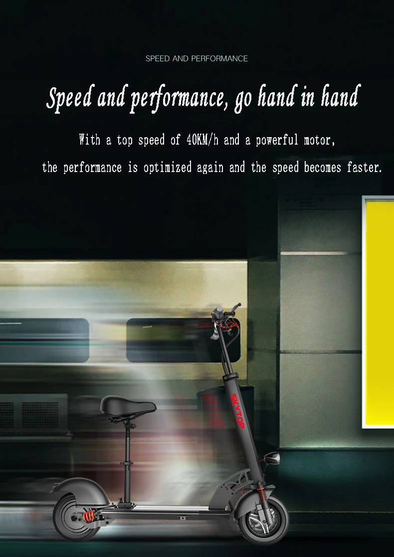 10 Inch Electric Scooter Seat Two Wheels Electric Scooters Full Waterproof 48V 500W Portable Foldable Electric Scooter Adult (12)