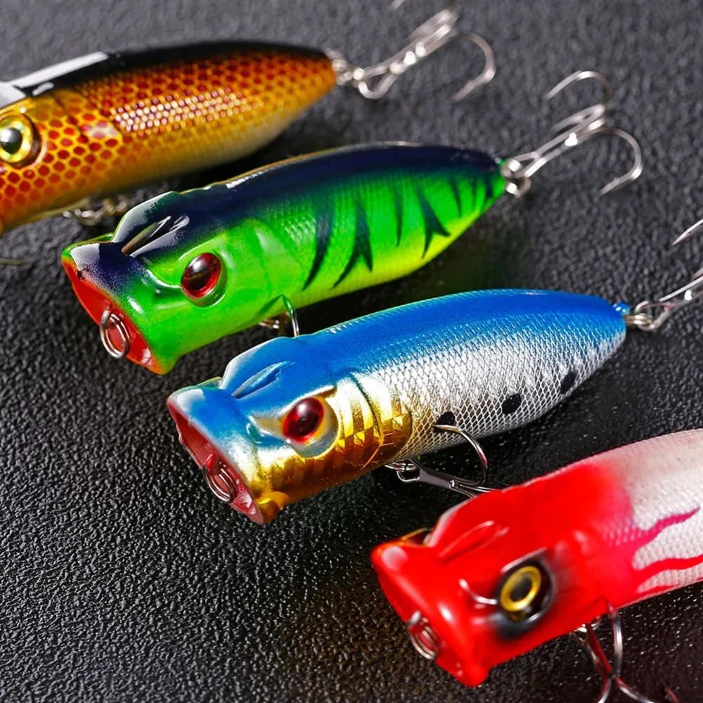 Sougayilang 4Pcs Popper Jig Lure Silicone Bait Wobbler Sea Fishing Lures  Jigging Surface Minnow All for Fishing Hard Baits