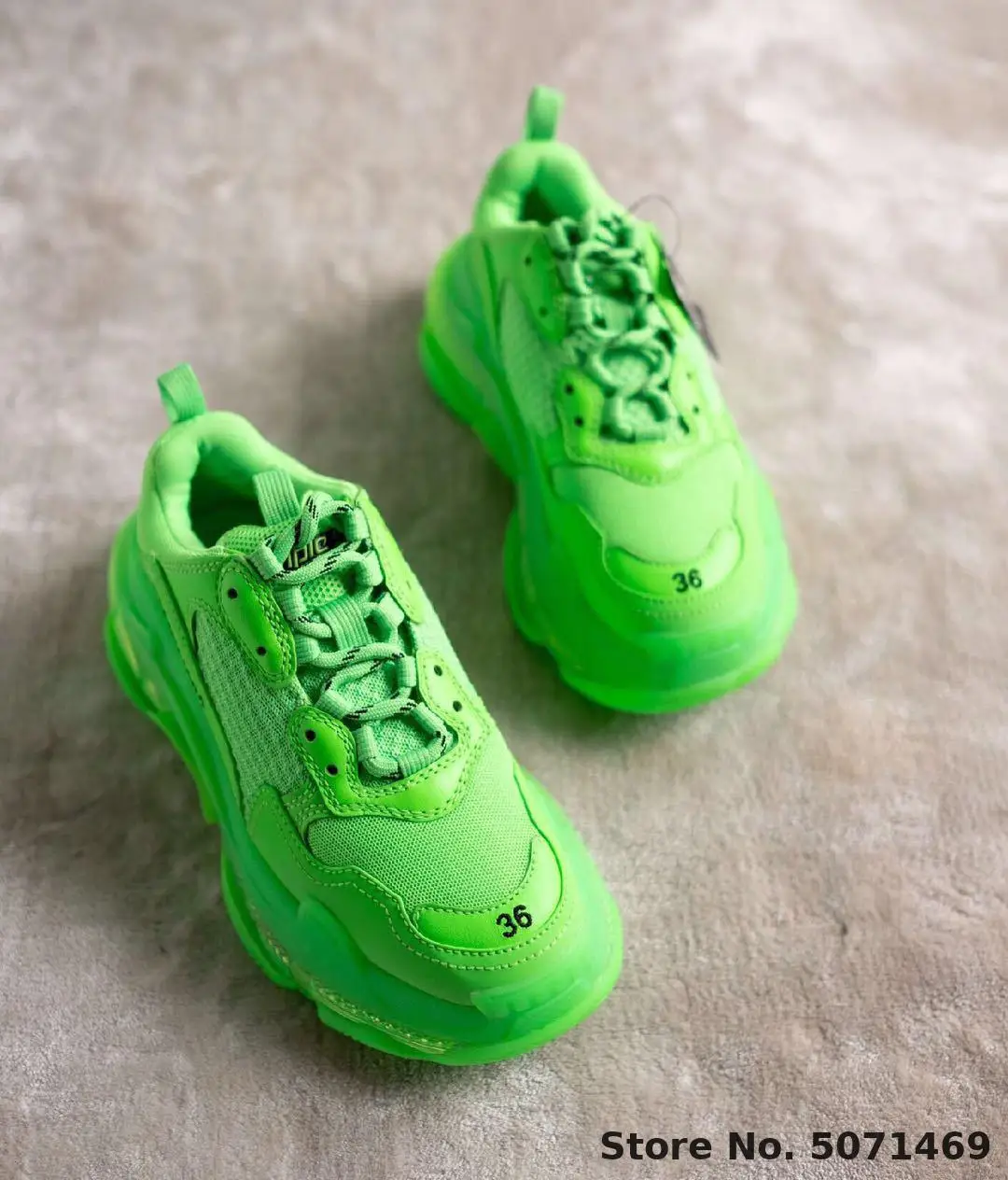 OLOMLB men women Luxury Design Green Platform Sneakers Mesh Leather Shoes Transparent Sole Tenis Feminino Chunky Sneakers