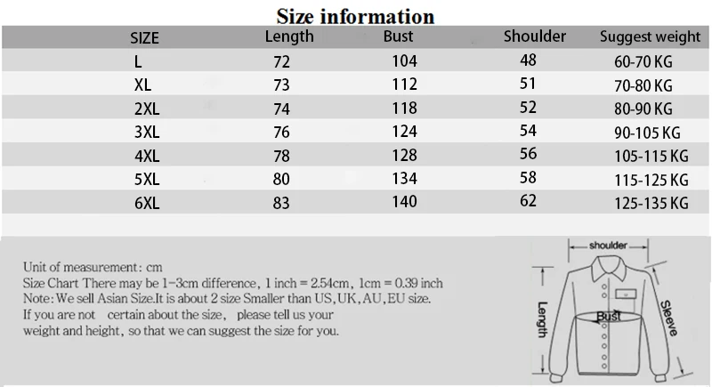POLO通用尺码表格