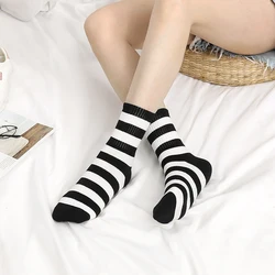 Cow Printed Sock Lovely Harajuku Japanese Style Cotton Women Socks Striped Solid Breathable Casual Cartoon Socks