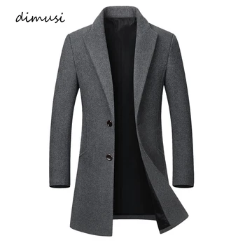 

DIMUSI Winter Mens Wool Jackets Male Outwear Mid-Long Windbreaker Jackets Casual Men Slim Collar Wool Trench Coats Clothing 4XL