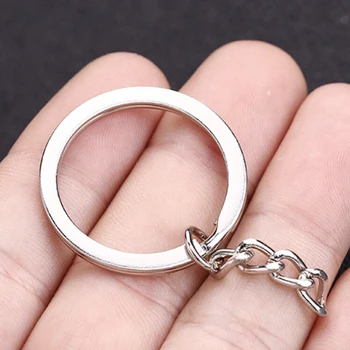 

10pcs/lot 30mm Polished Split Ring Hook With Short Chain For Bag Purse Accessories Silver Color