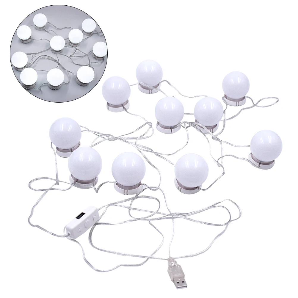 A Set of Makeup Mirror Light USB Plug Brightness Press Button Lights for Dressing Decor | Дом и сад