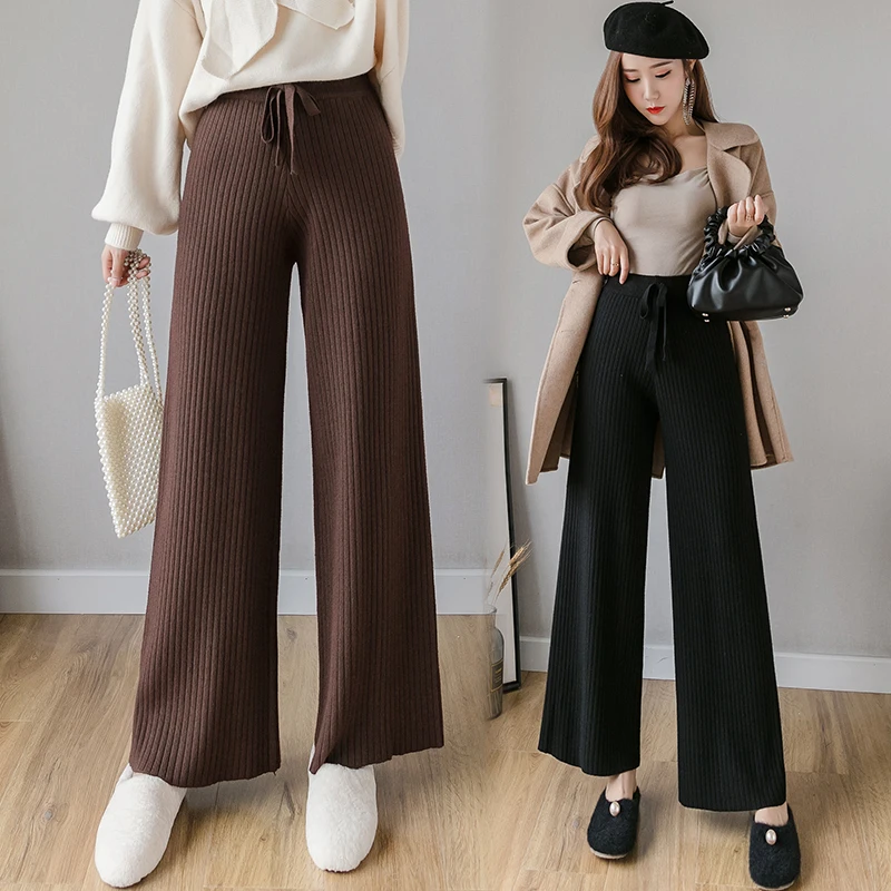 

Han edition article pit with thick warm to film in new winter knitting wide-legged trousers slacks nine minutes of pants