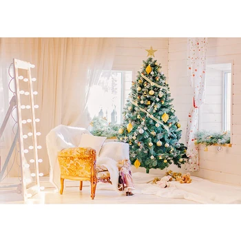 

Xmas Party Decoration Backdrop for Photography Printed Christmas Tree Chair Toys Newborn Baby Kids Photo Studio Backgrounds