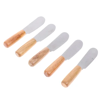 

Mini Sandwich Spreader Butter Cheese Slicer Knife Stainless Steel Spatula Kitchen Tool with Wooden Handle
