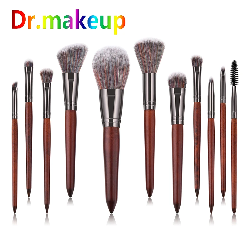 

Dr.makeup 11Pcs Wooden Handles High Quality Powder Brushes Set Foundation Powder Eyeliner Eyelash Cosmetic Beauty Tool