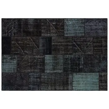 

Handmade Black Vintage Overdyed Patchwork Area Rug 160x230 Cm-5'3''X7'7''