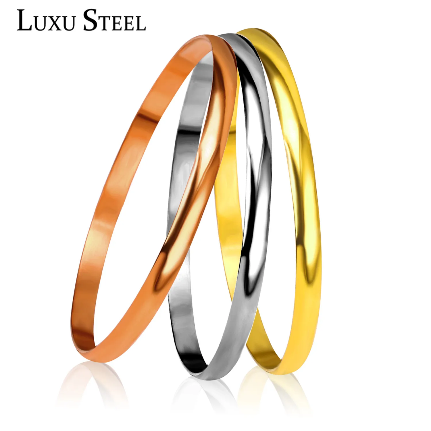 Роскошный полированный круглый женский браслет LUXUSTEEL свадебный аксессуар 3