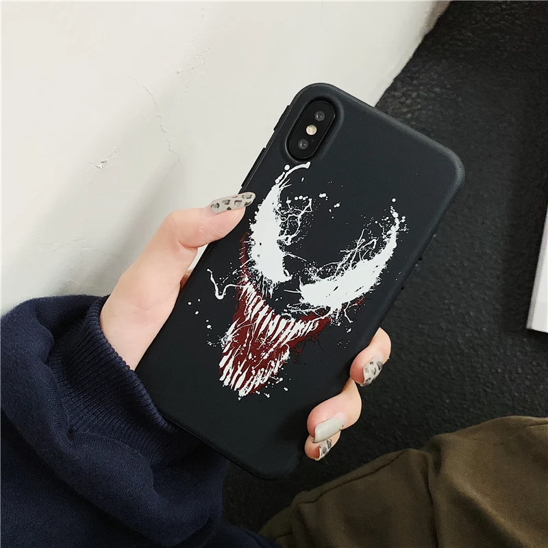 

Hot American Comics Venom phone case For iphone 7plus 6 S 7 8 8plus Xs MAX XR X cartoon Marvel matte phone shell