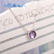 MosDream ожерелье из натурального аметиста S925 стерлингового серебра простое милое элегантное подвесное ожерелье для женщин