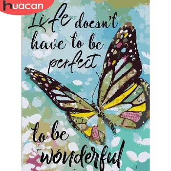 

HUACAN Coloring By Number Butterfly Animals Drawing On Canvas HandPainted Art Gift DIY Pictures By Number Kits Home Decor