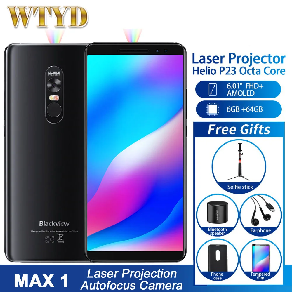 Blackview MAX 1 6GB 64GB лазерный проектор 4G мобильный телефон 6,01 ''4680 mAh OTG NFC Смартфон 2,4/5G двухдиапазонный Wifi сотовый телефон