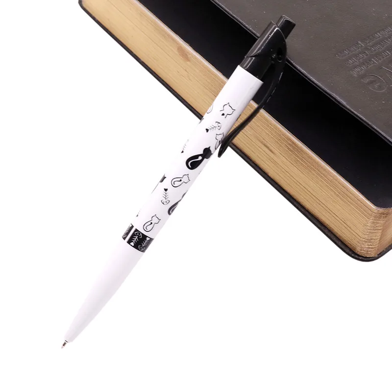 4 шт., милая Шариковая ручка с черно-белым котом, Kawaii, 0,7 мм, синяя канцелярская ручка для детей, офисные школьные принадлежности, Estojo Escolar