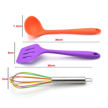 

10Pcs Colorful Silicone Cooking Kitchen Utensil Set Heat Resistant Soft Grip Non-stick Brush&Tongs&Spoon&Slotted Spoon Etc