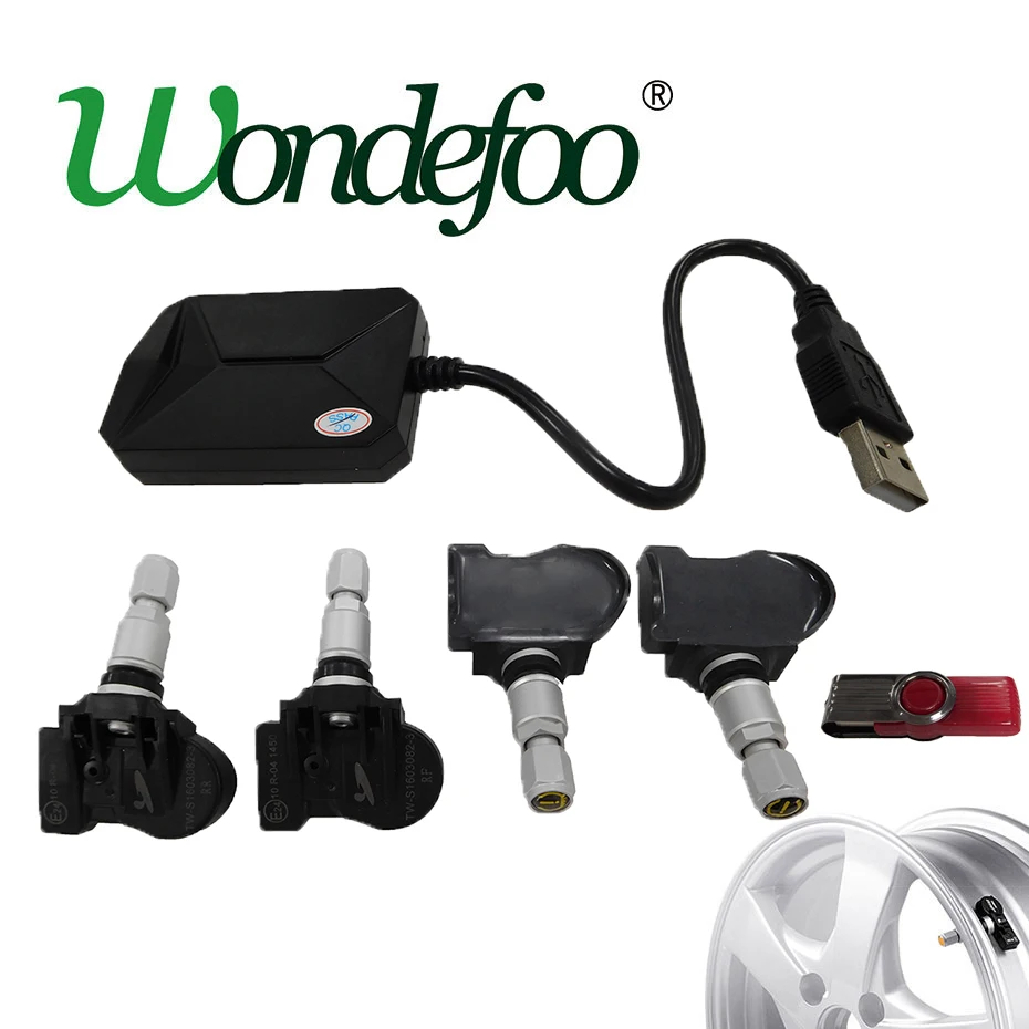 Встроенный в шинах Давление системы мониторинга шины для легковых автомобилей, диагностический инструмент для Wondefoo android радио только