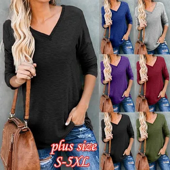 

Women Tees Female Winter Spring Befree Boho Button Casual Tops Femme Colors Ladies Beads Full Long Sleeve T Shirts Plus Sizes