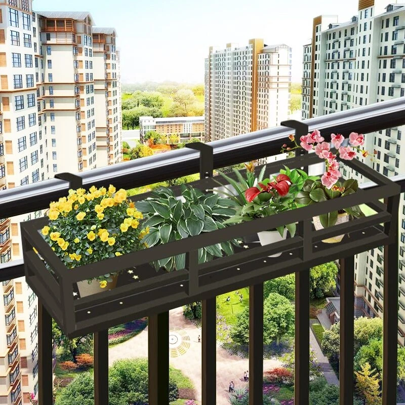 

Household Railing Flowerpot Pylons Green Luoduoroutieyi Hanging Style Flower Rack Stainless Steel Indoor Windowsill Shelf