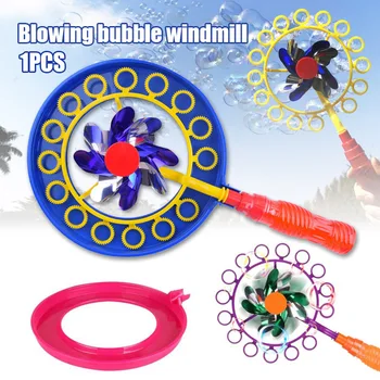

2-in-1 Bubble Stick Windmill Portable Bubble Stick Children Bubble Wand with 100ML Bubble Water AN88