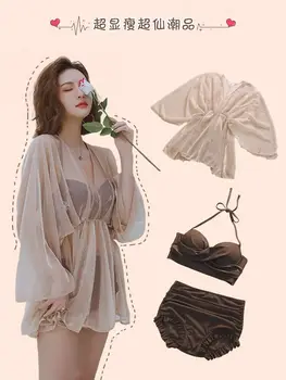 

Bikini 2020 Badpak Swimsuit Push Up Surf Wear Women Girls Rash Guard Mikishop New Sexy Korean Ins Three Piece Print Polyester