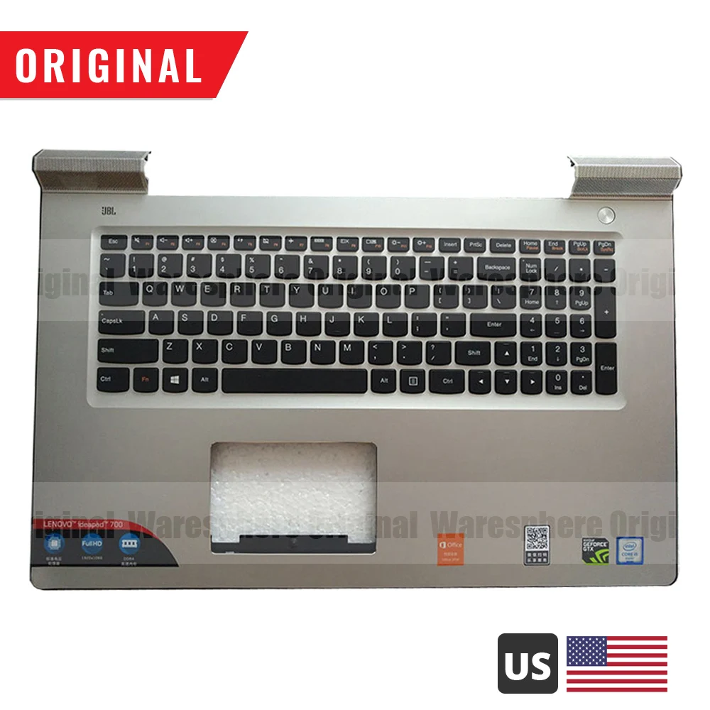 Упор для рук для lenovo IdeaPad 700-17 700-17ISK верхняя крышка с американской клавиатурой без подсветки верхний чехол серебристый