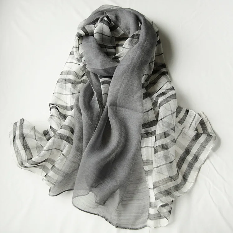 

Meng xiao Spring And Summer New Style Scotland Plaid Silk Wool Scarf Mixed Colors Blended WOMEN'S Shawl Manufacturers Direct Sel
