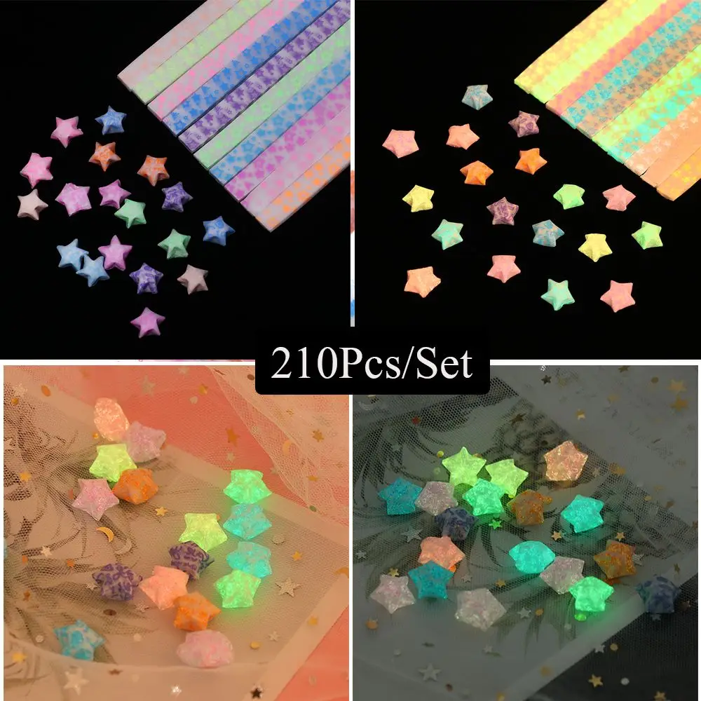 210pcs Lucky Star Folding Paper Strip Pastel Luminous Origami Star Paper  Strips/