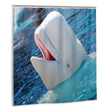 

Beluga Whales Shower Curtain with Hooks bathroom Waterproof Polyester Fabric