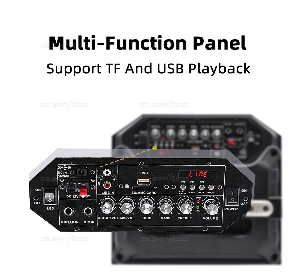 Outdoor or Home Karaoke Bass Treble Bluetooth Microphone Speaker 10'' Portable Battery Loudspeaker with FM Radio LED Light USB Outdoor or Home Karaoke Bass Treble Bluetooth Microphone Speaker 10'' Portable Battery Loudspeaker with FM Radio LED Light USB